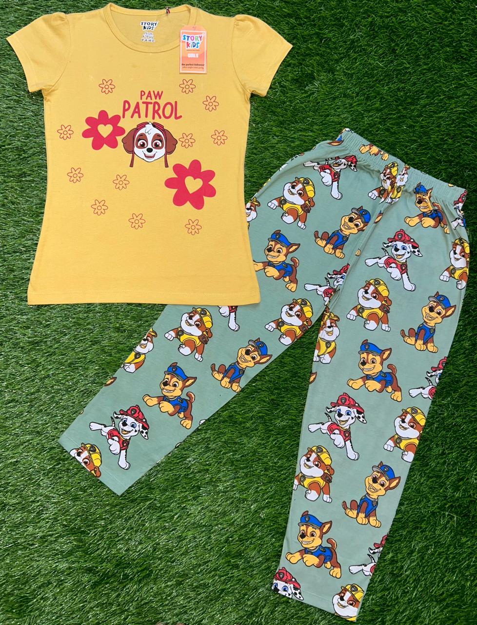 Yellow  paw patrol print Pyjamas Set
