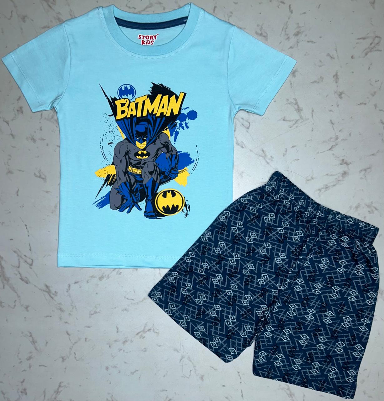 SKY BLUE  PRINT  TSHIRT SHORTS SET