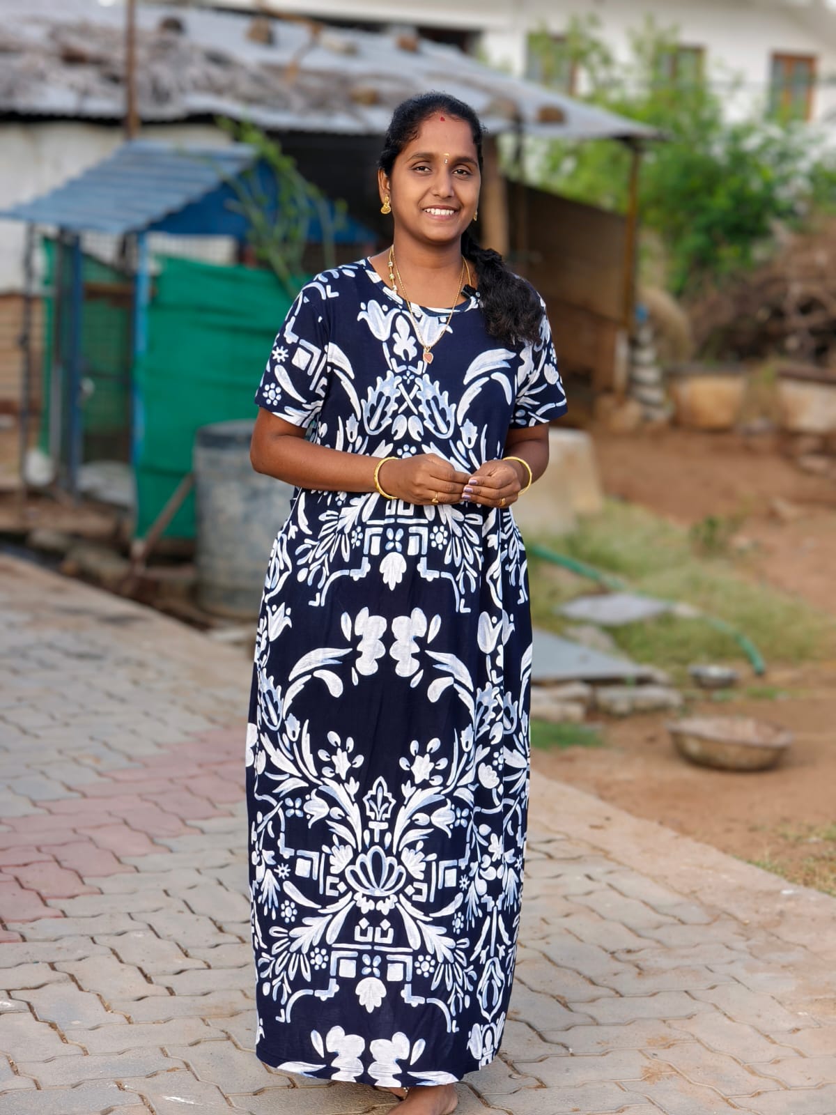 Dark navy LITE  WEIGHT FABRIC NON FEEDING MAXI