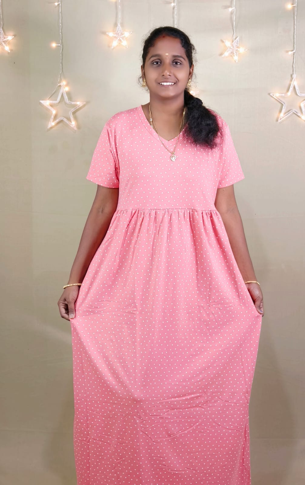 LIGHT ORGANE PRINT  V -NECK NON FEEDING MAXI