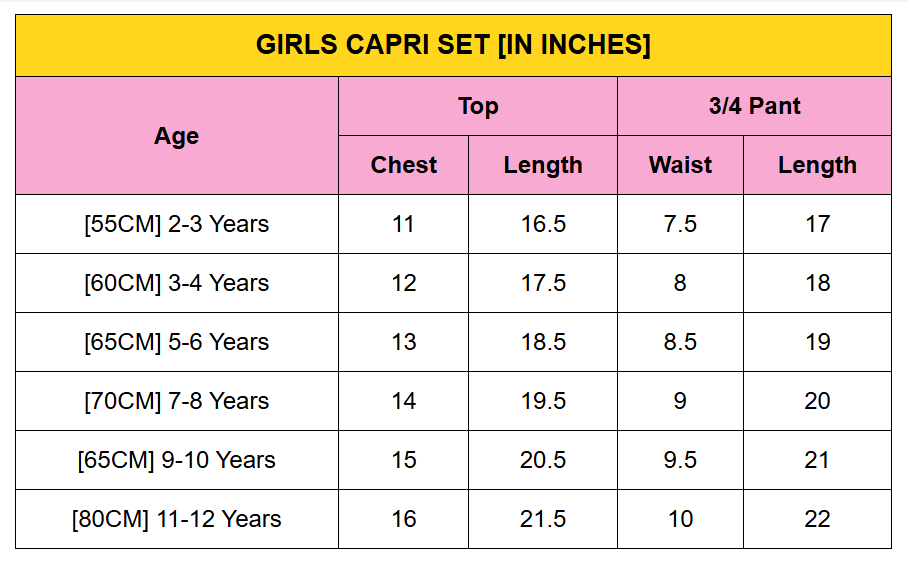 LIGHT BLUE PRINT GIRLS CAPRI SET