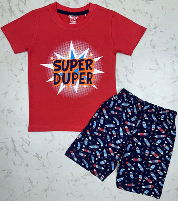 Red tshits short set