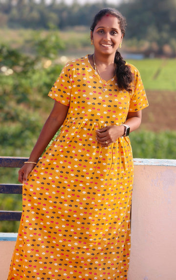 Mustard yellow v neck Non feeding maxi