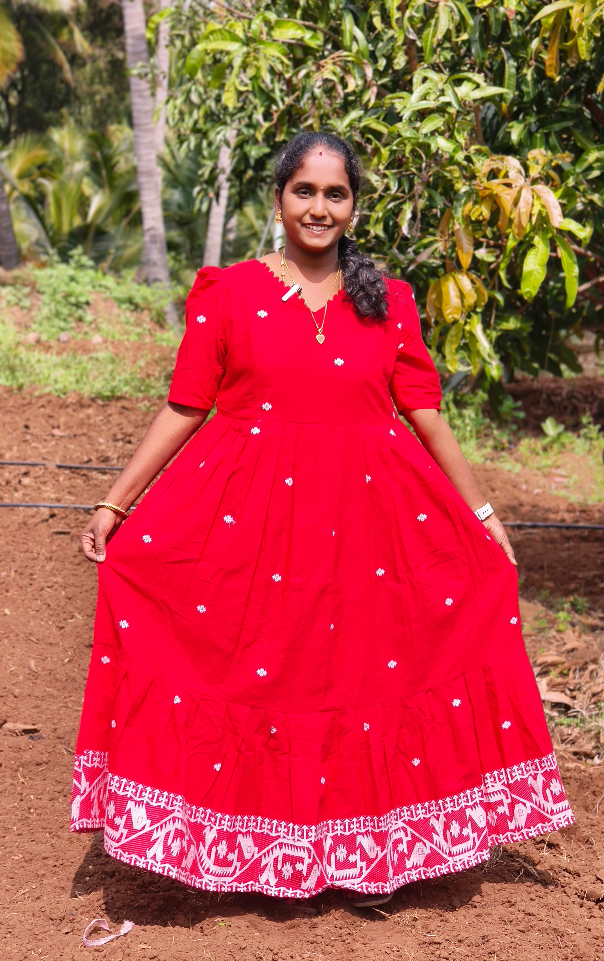 Red ♥️ Cotton Full long kurti gown