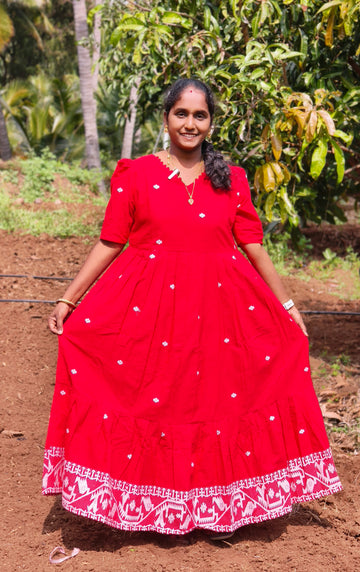 Red ♥️ Cotton Full long kurti gown