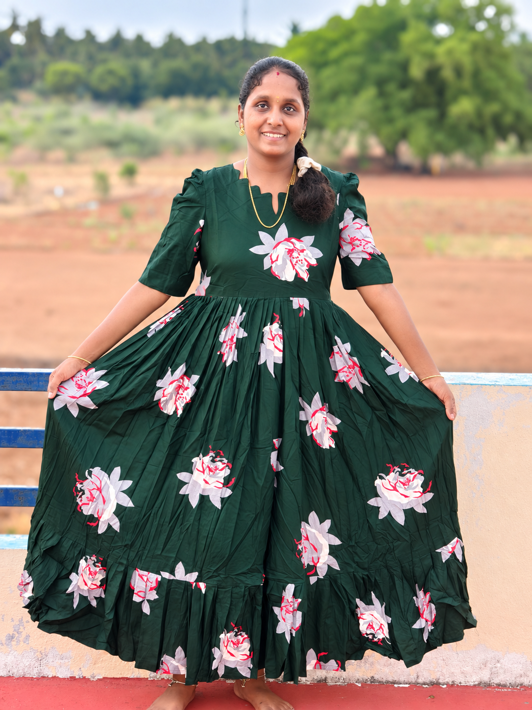 Green floral print