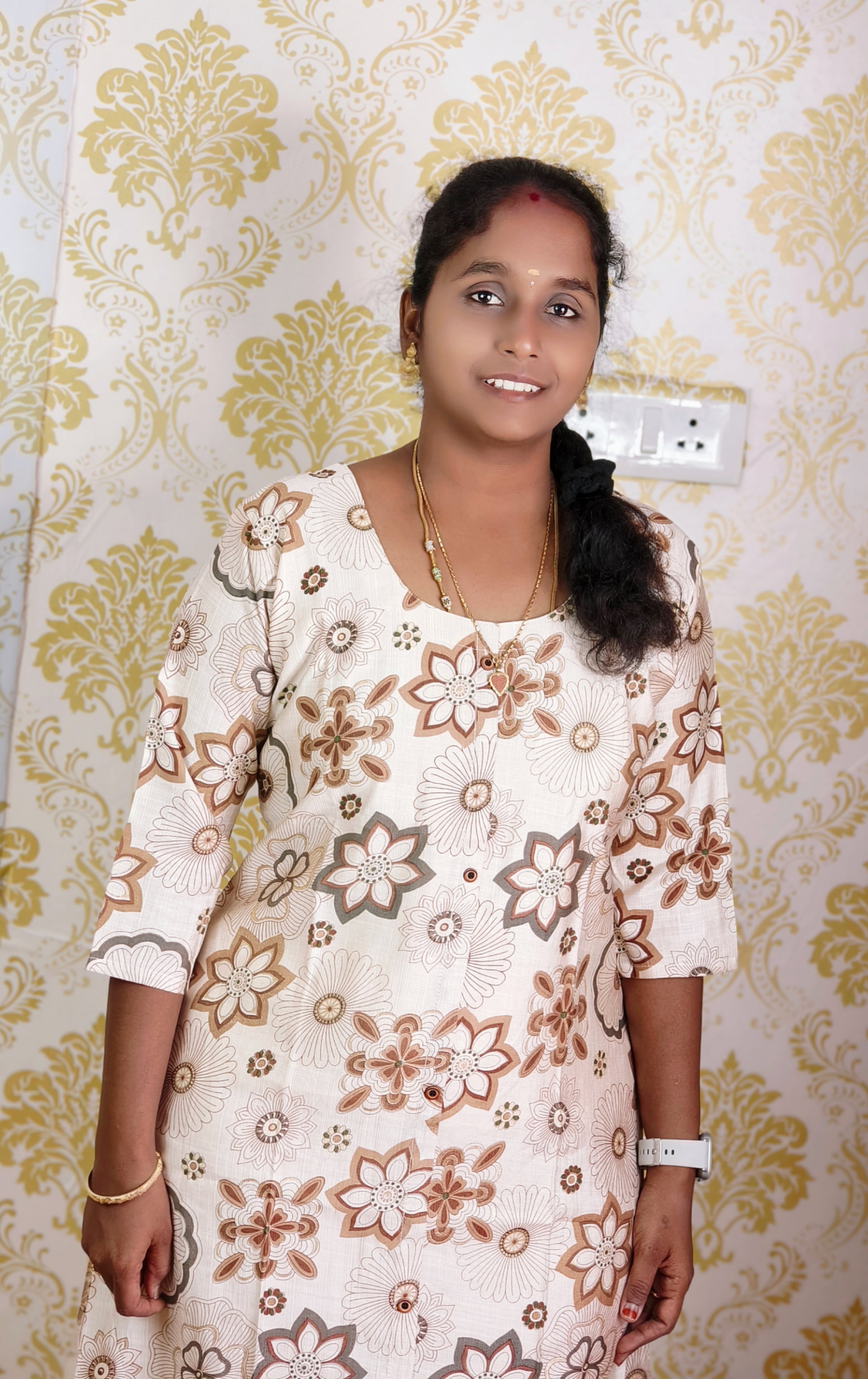 Off white floral print Vatican Kurtis