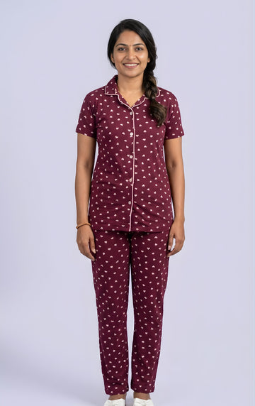 Maroon Women Night suit collection