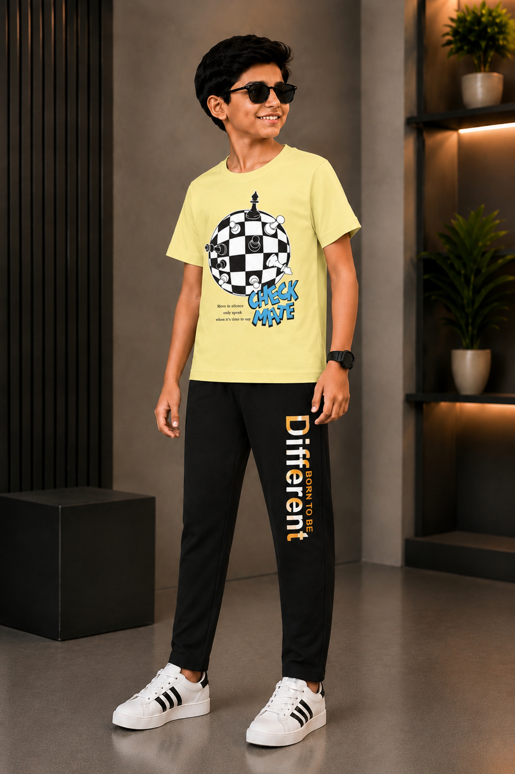 Yellow chess print