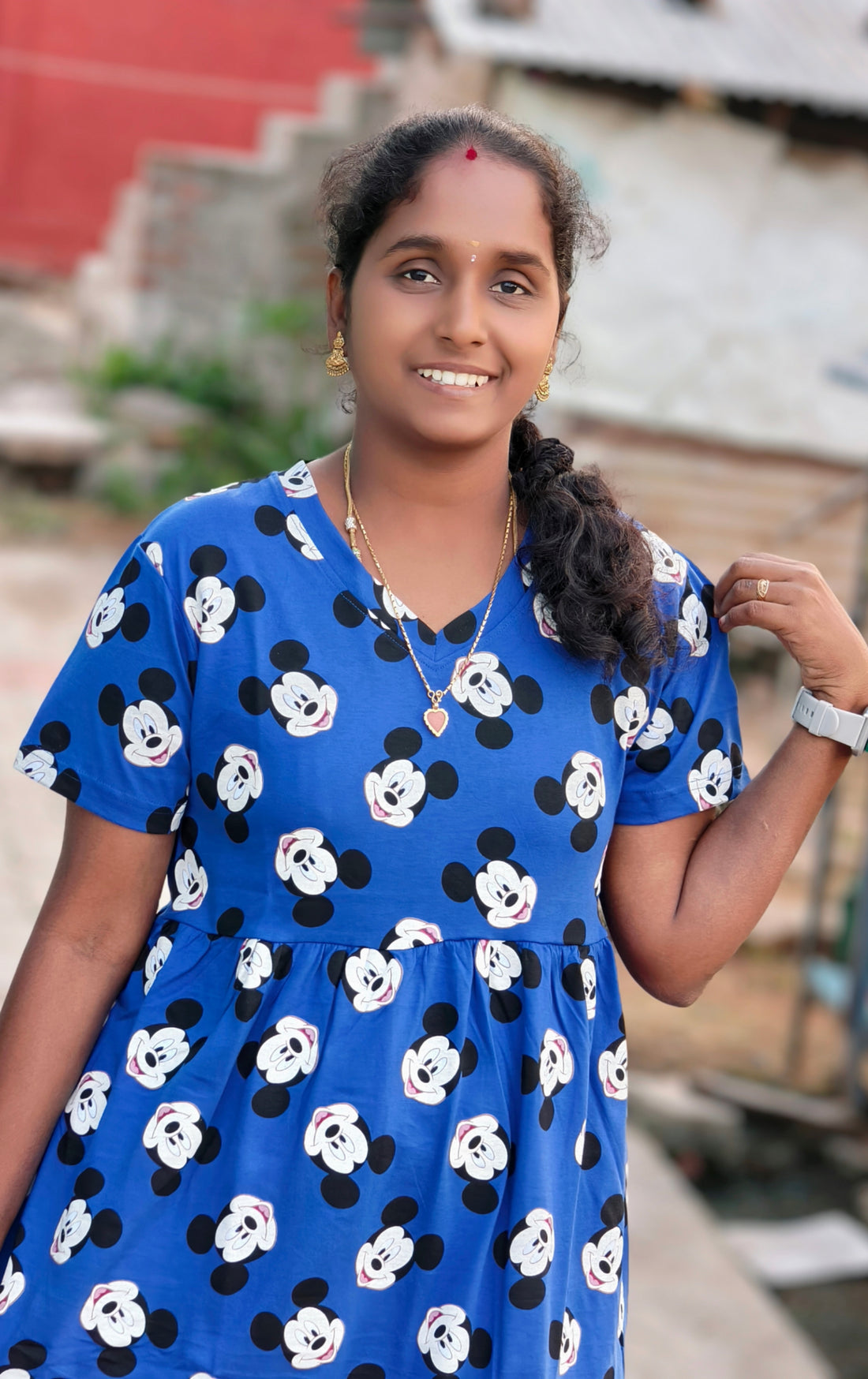 Navy Mickey mouse print Non feeding maxi