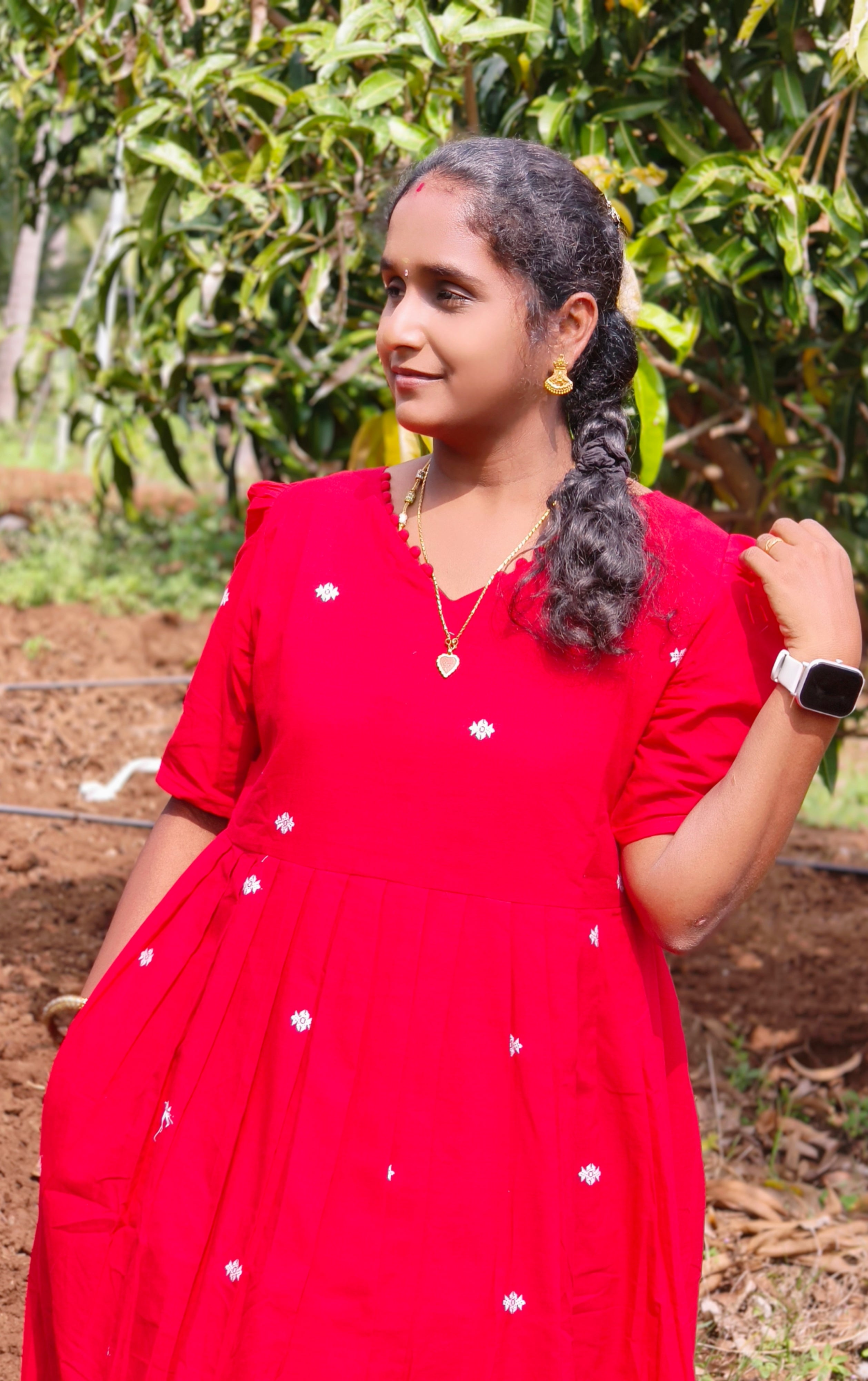 Red ♥️ Cotton Full long kurti gown
