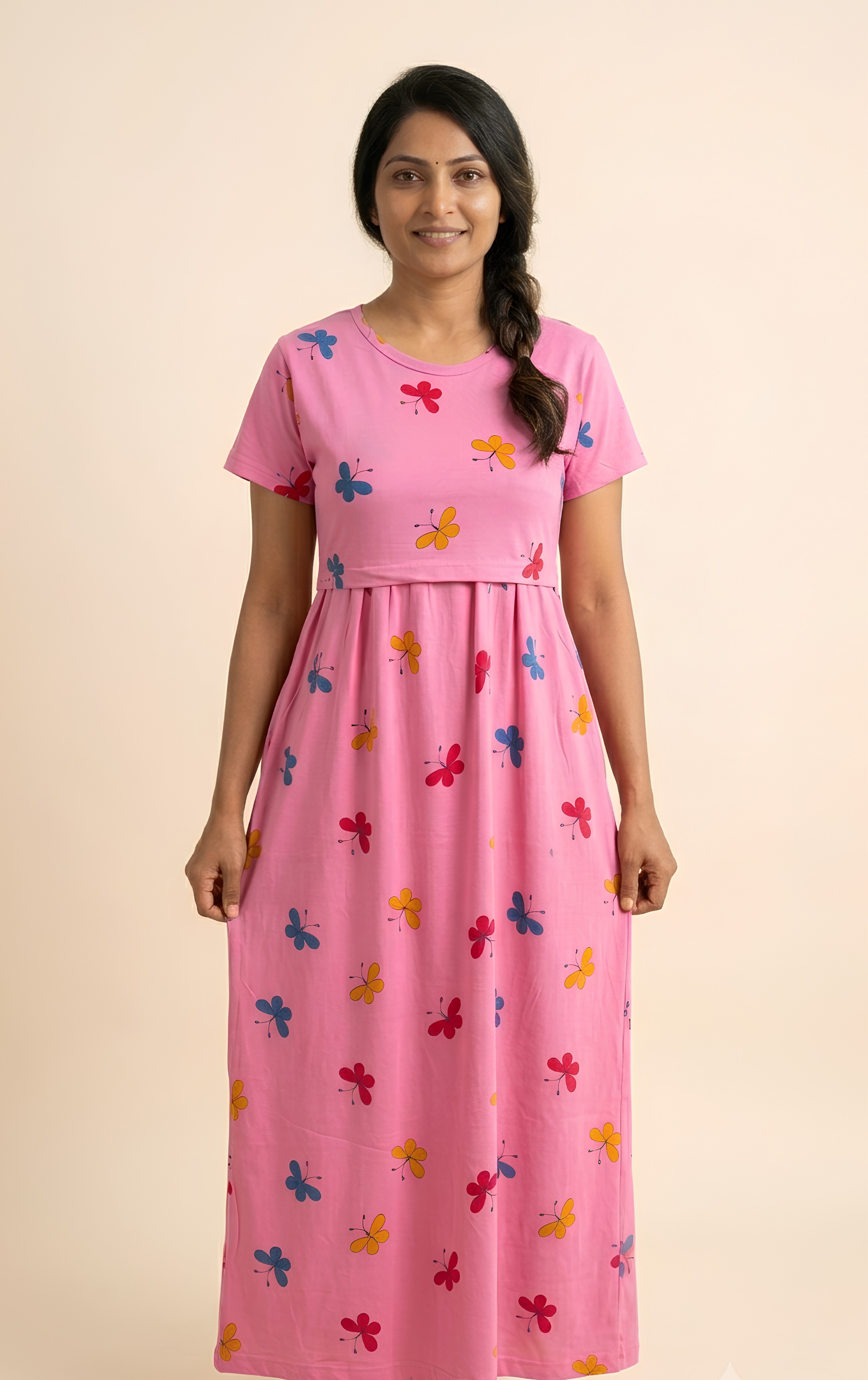 Baby pink print Zipless feedingmaxi
