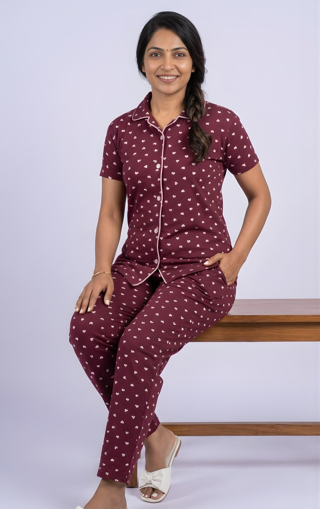 Maroon Women Night suit collection