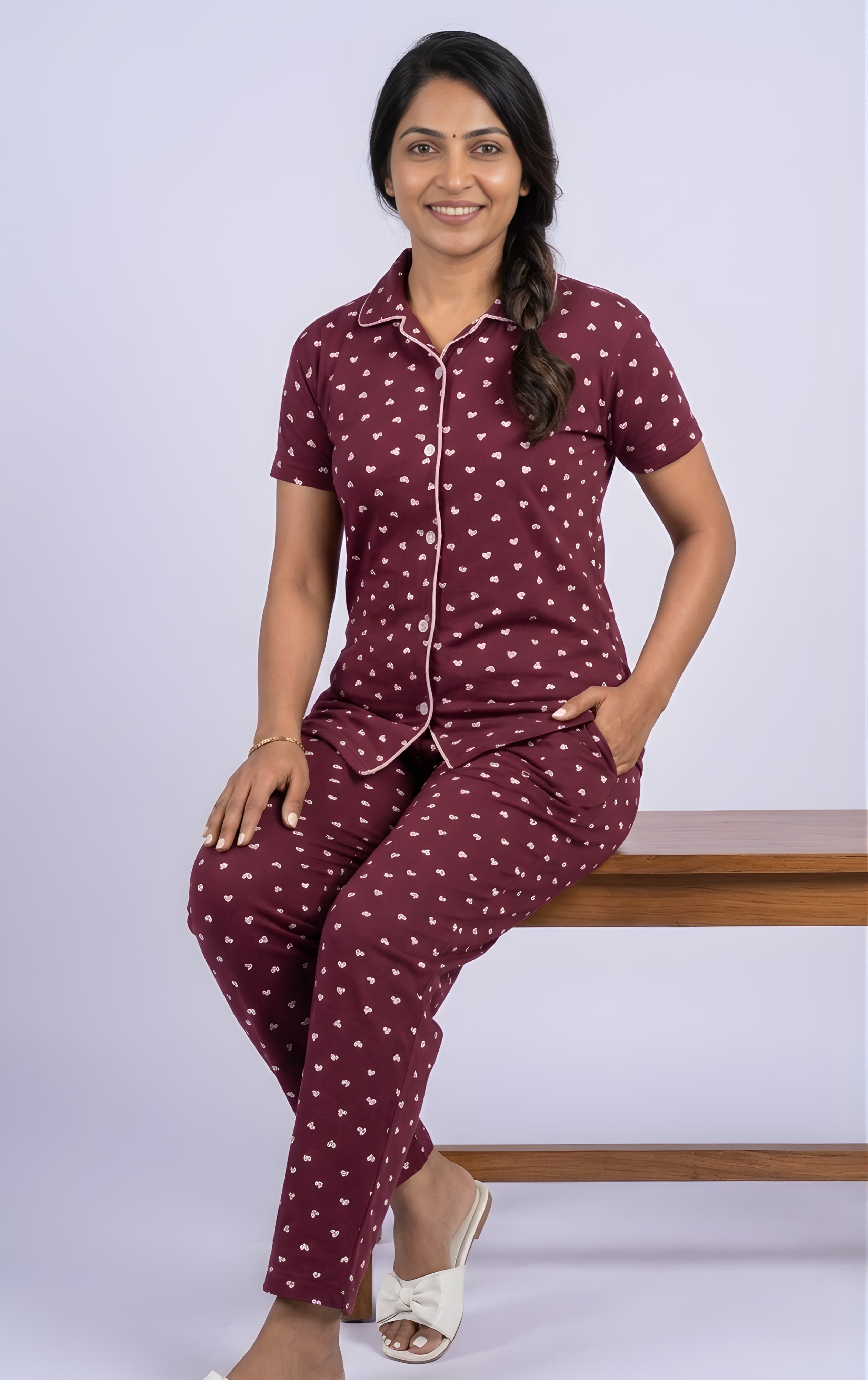Maroon Women Night suit collection