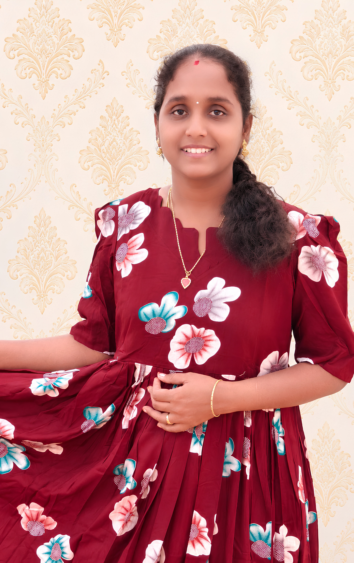 Maroon flower print