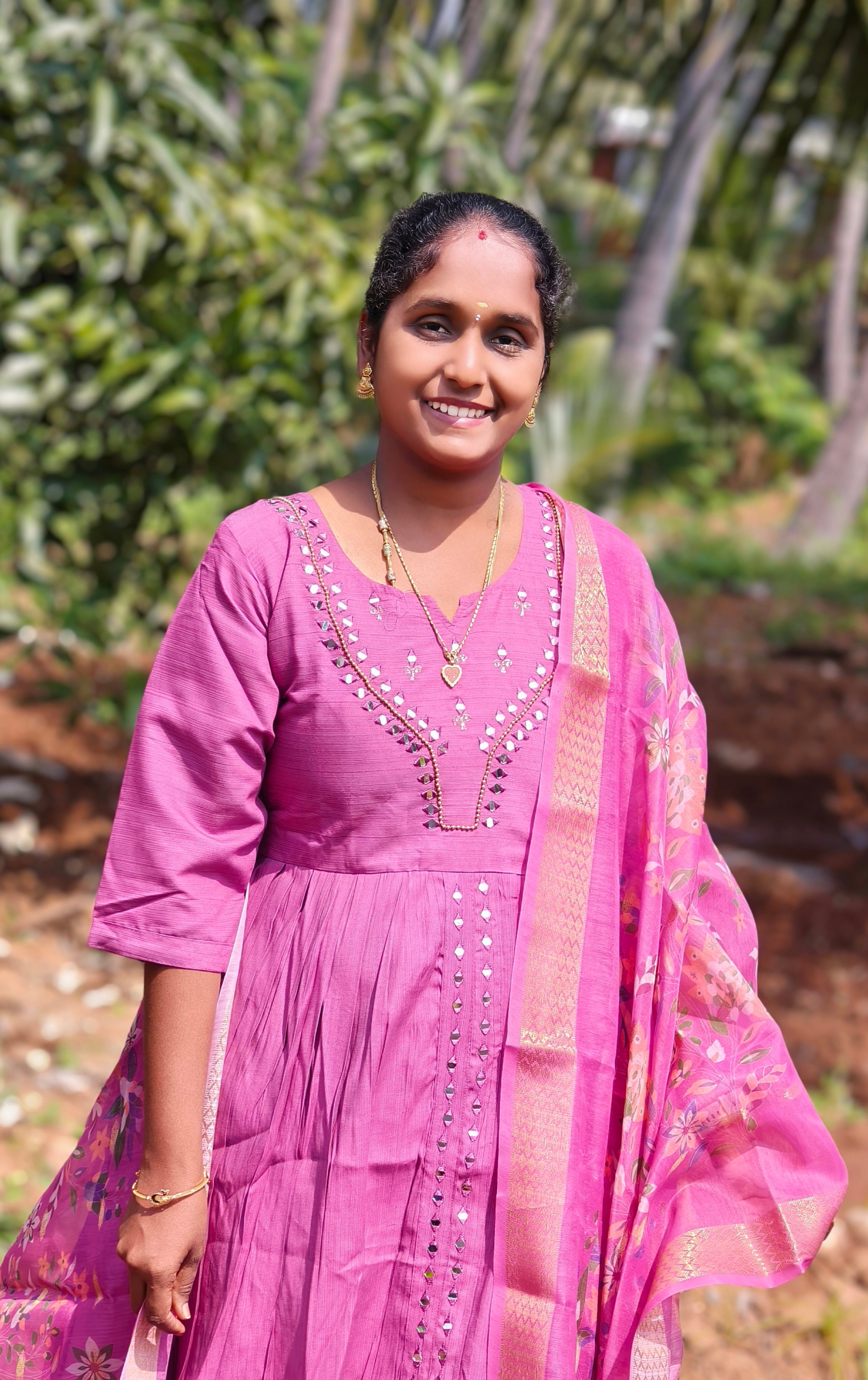 Onion pink Salwar Set (vetican kurtis)