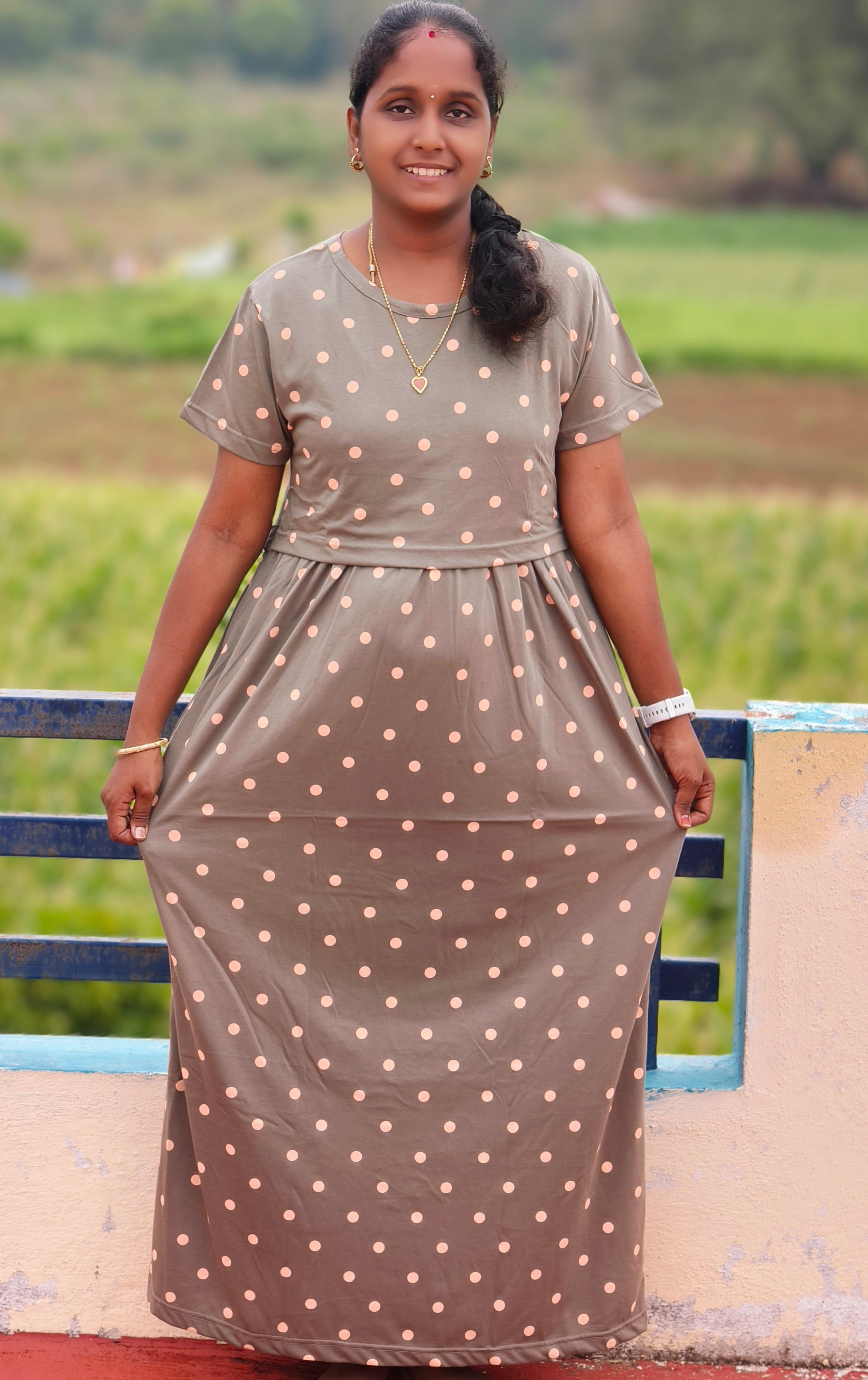 Dusty Brown normal sleeve Zipless feeding maxi