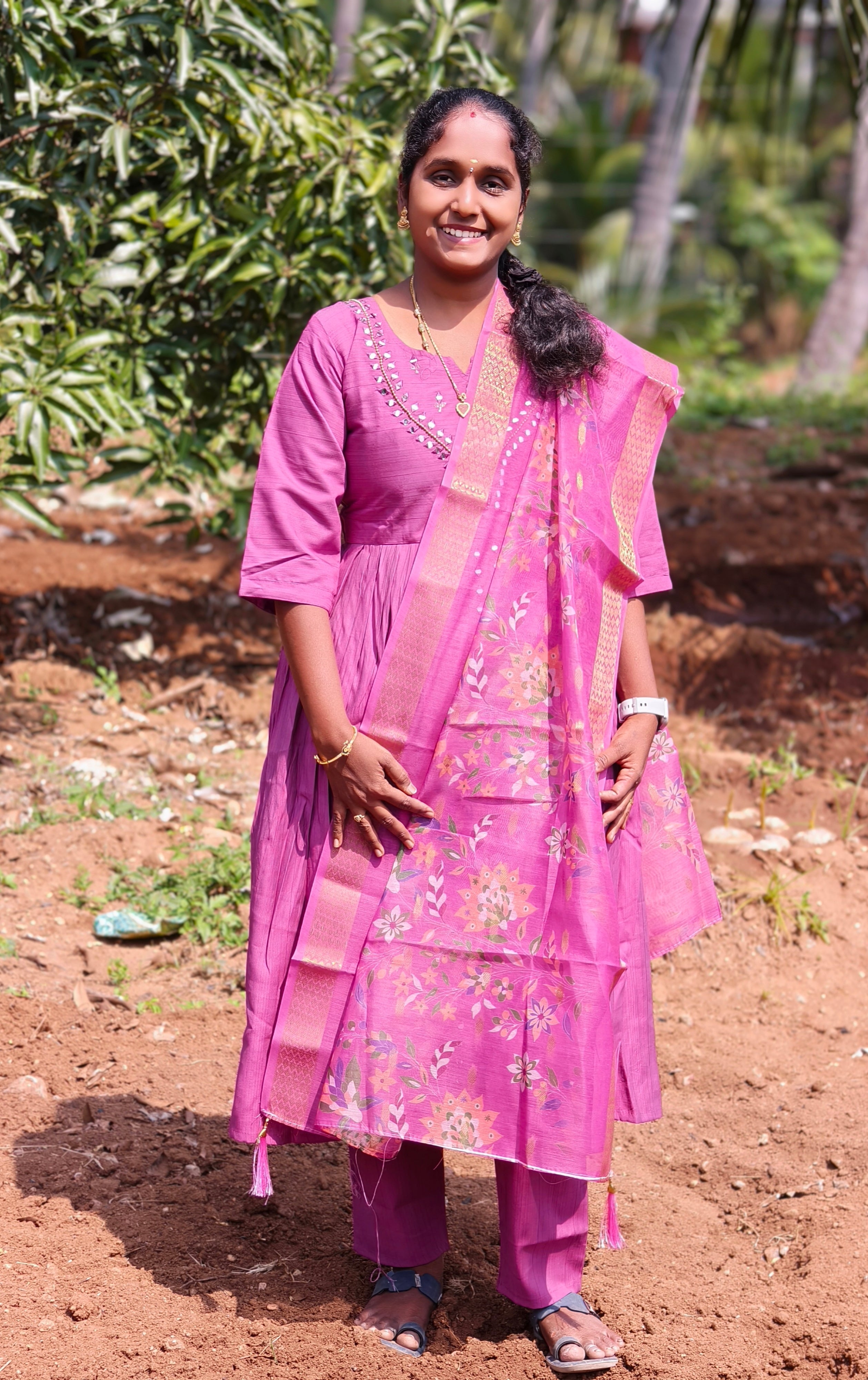 Onion pink Salwar Set (vetican kurtis)