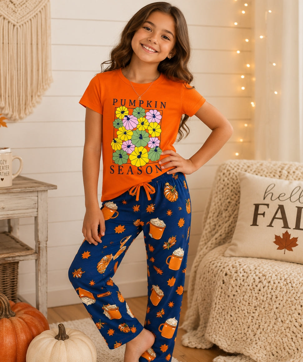 Orange pumpkin print Pyjamas Set