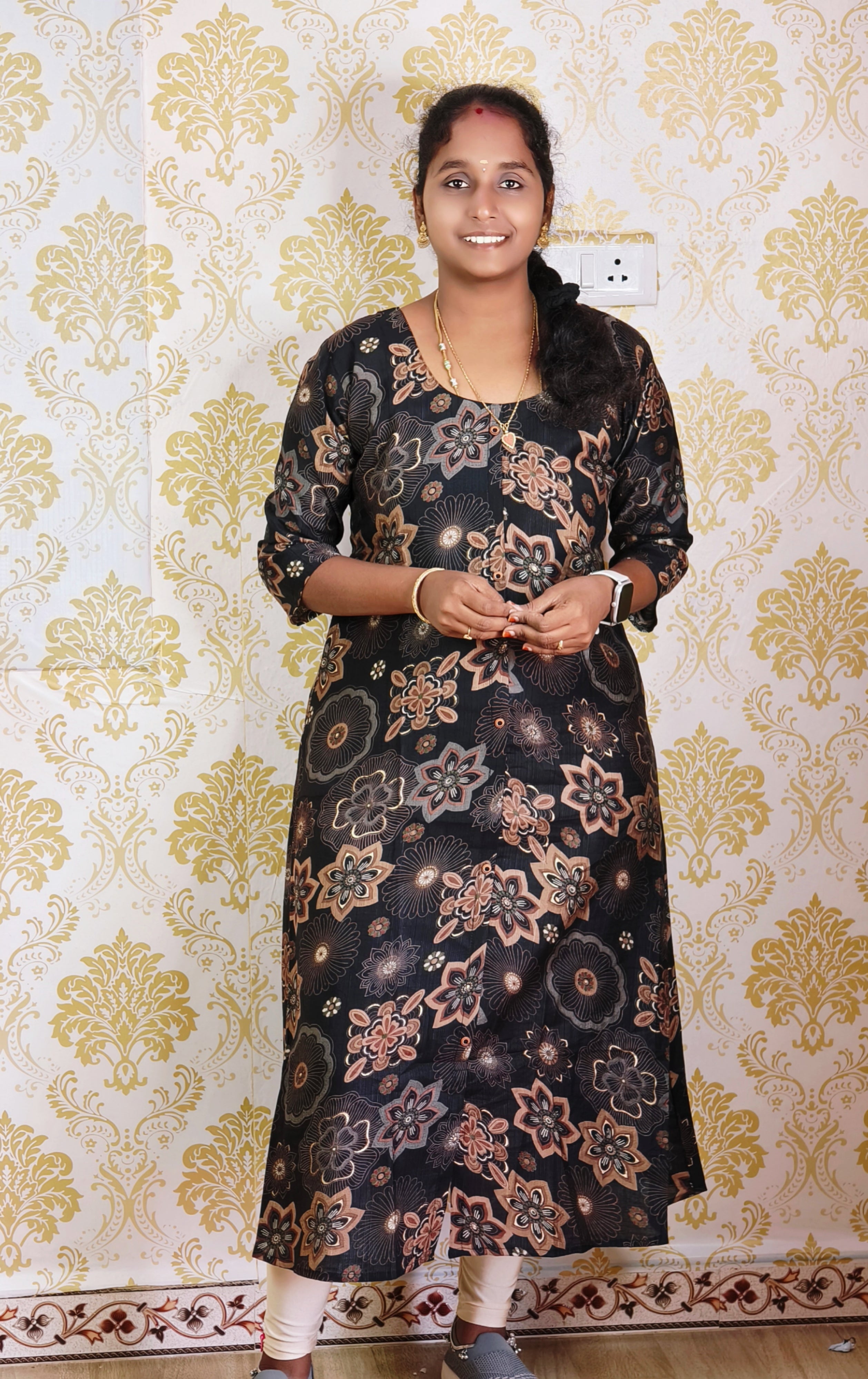 Black floral print Vatican Kurtis