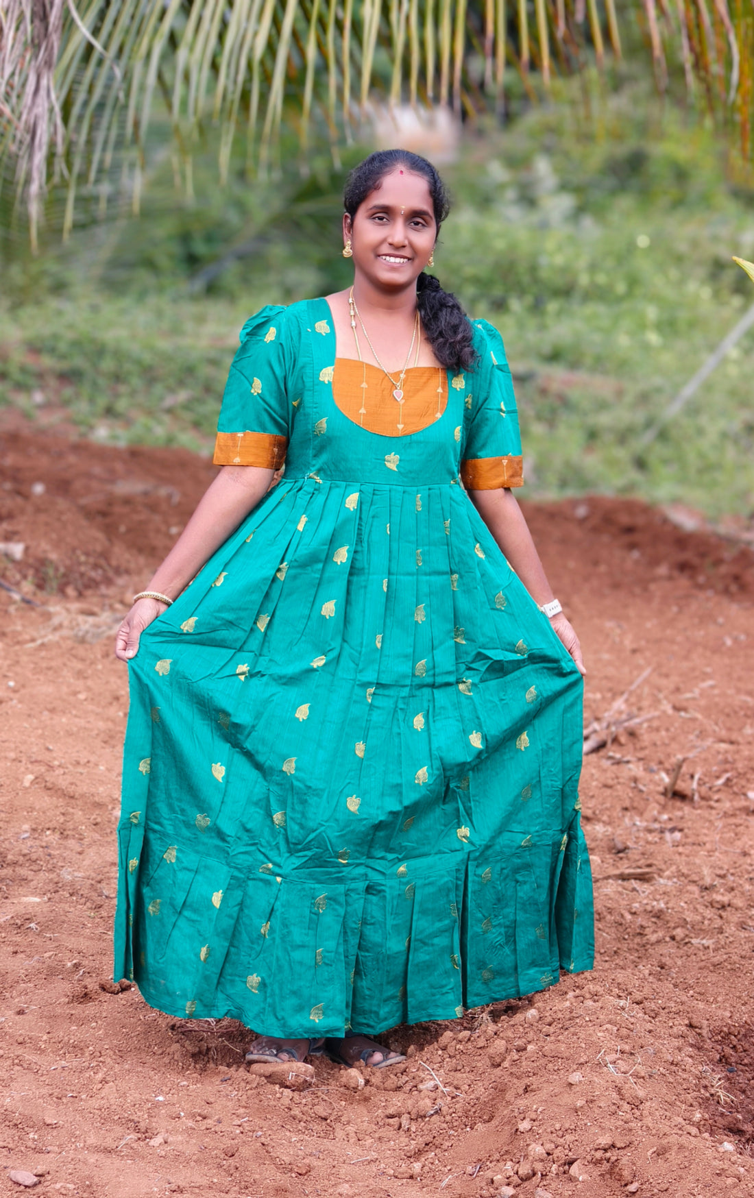 Ramar green feeding Full long kurti gown