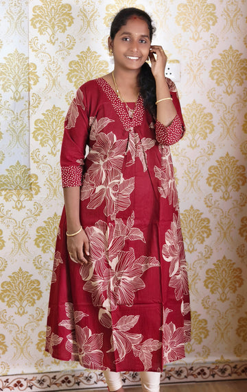Dark Red COTTON KURTI