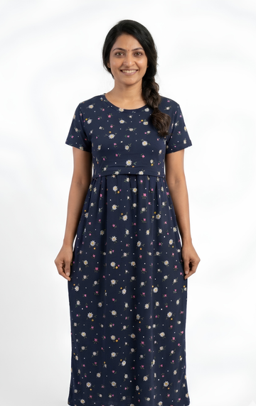 Dark Navy print Zipless feedingmaxi