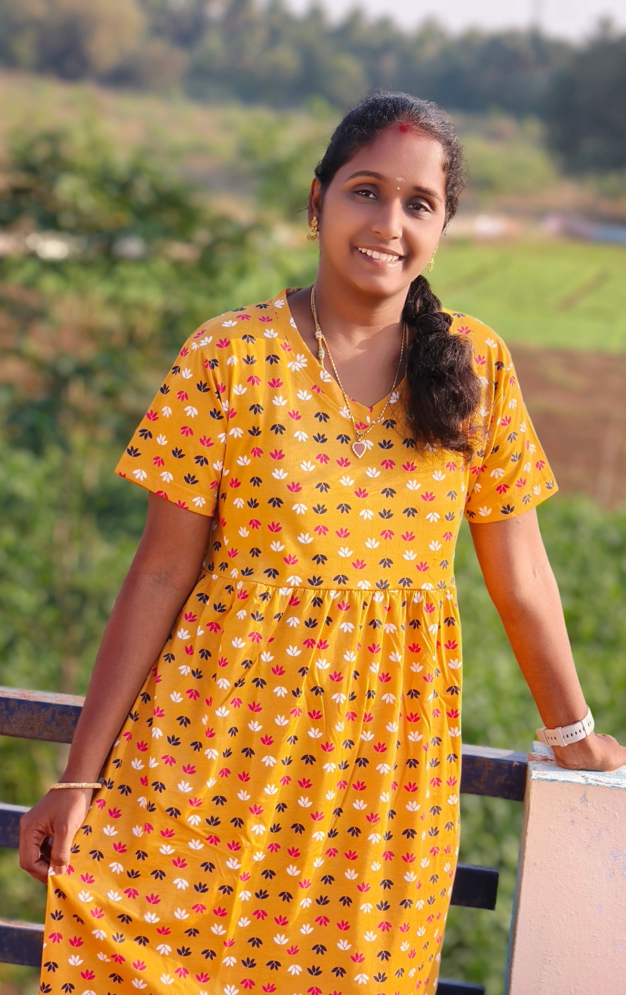 Mustard yellow v neck Non feeding maxi