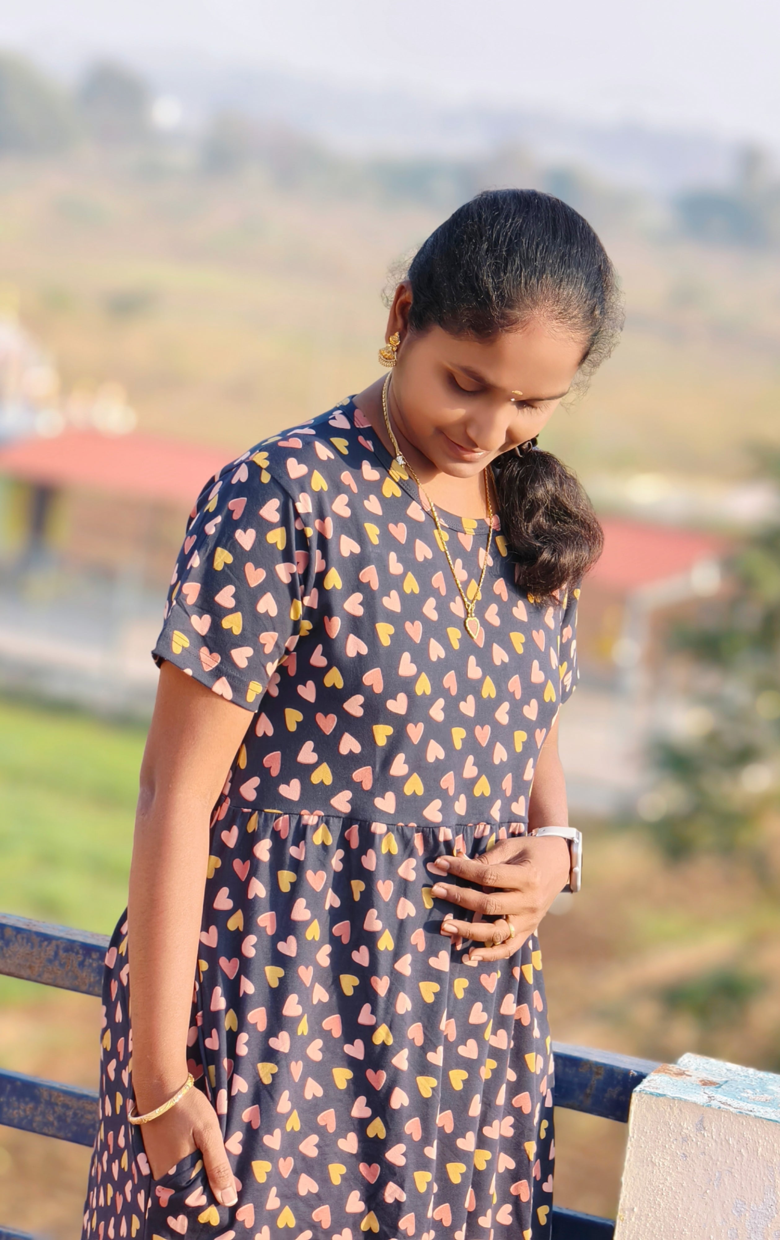 Navy heart print Non feeding maxi