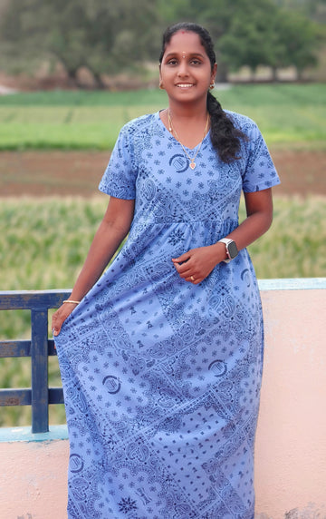 Water blue V neck Non feeding maxi