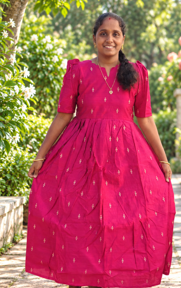 Rani pink Raw silk maxi