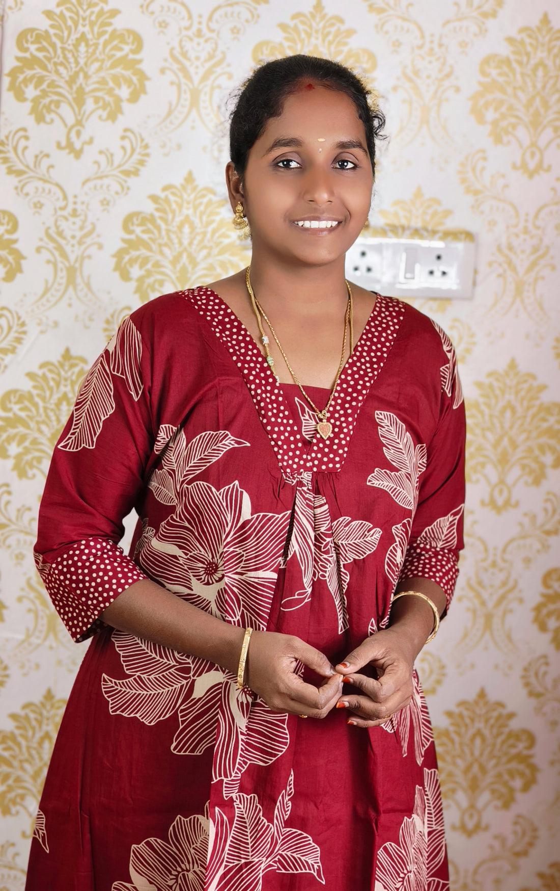 Dark Red COTTON KURTI