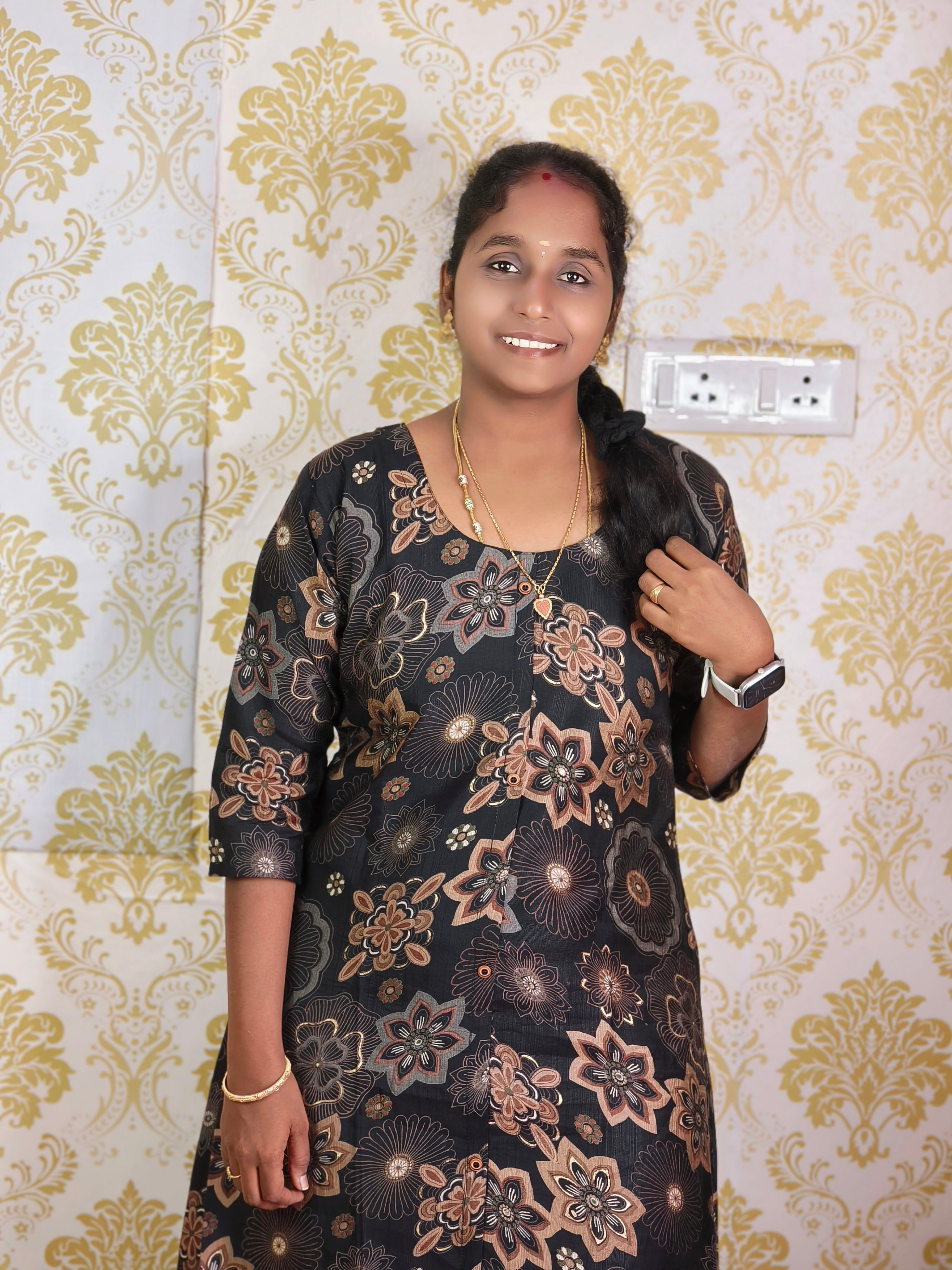 Black floral print Vatican Kurtis
