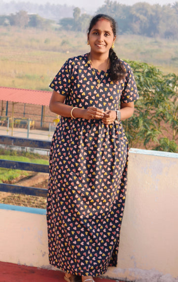 Navy heart print Non feeding maxi