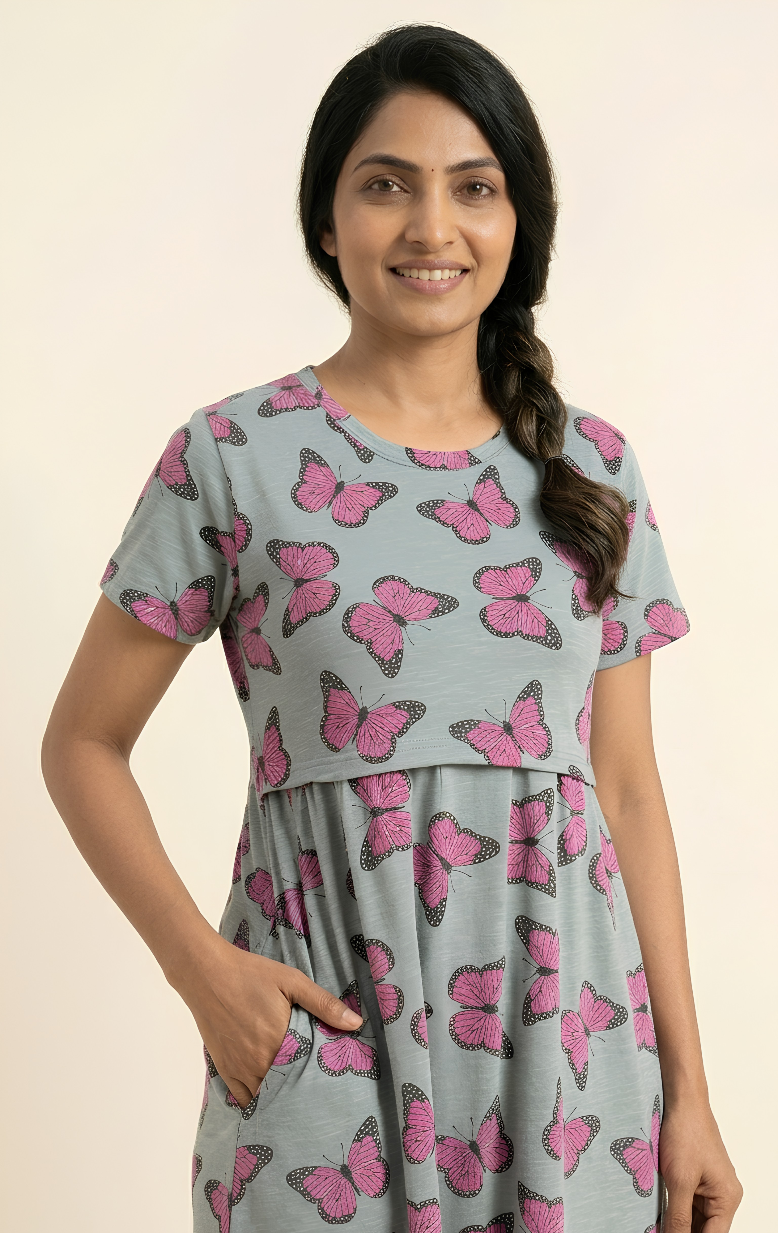 Pista Butterfly print Zipless feedingmaxi