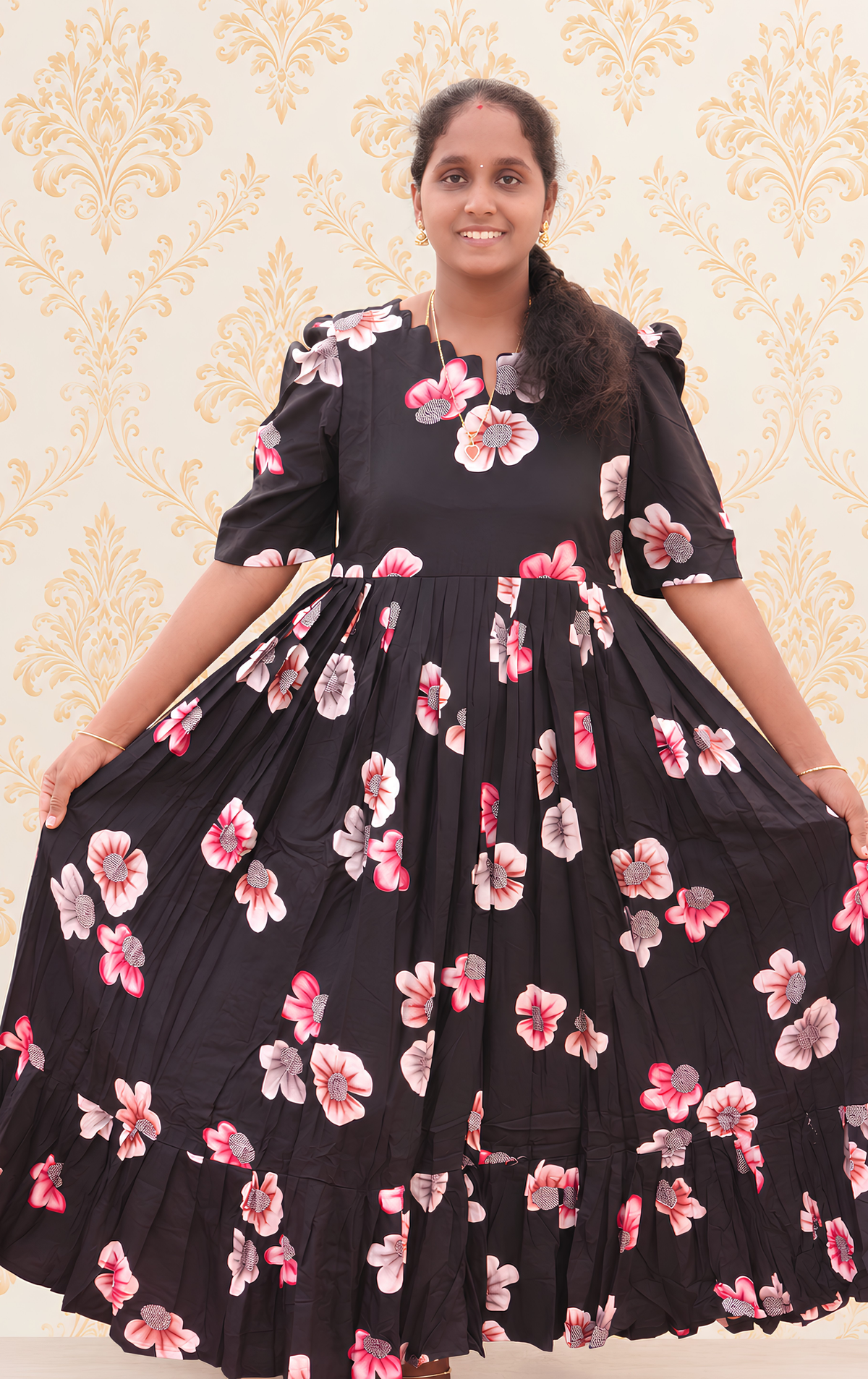 Black flower print