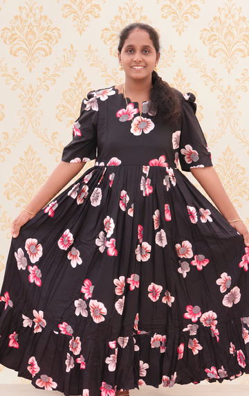 Black flower print