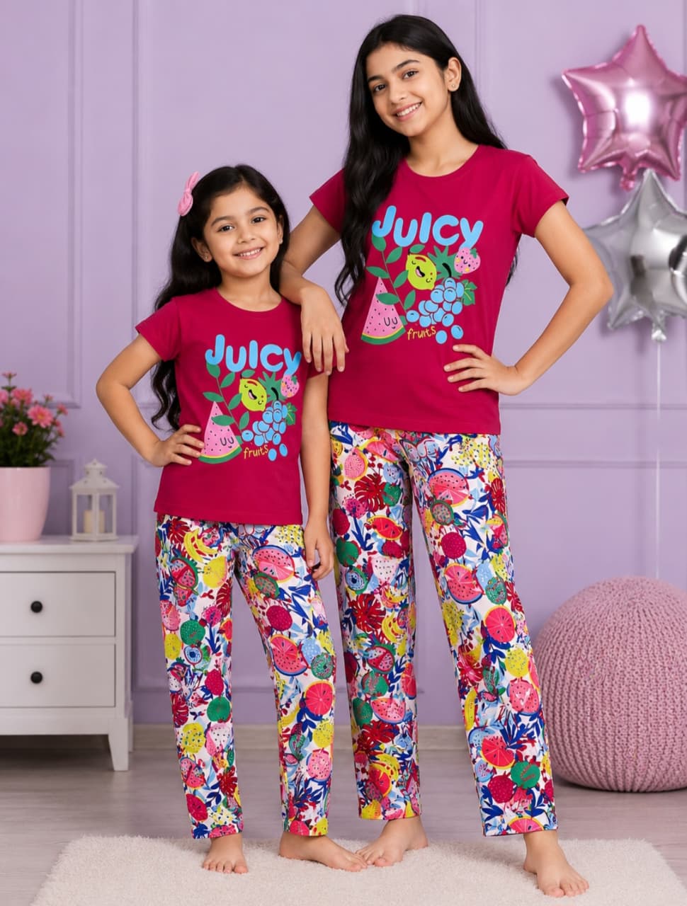 Pink juicy print Pyjamas Set Age 5-14 yrs