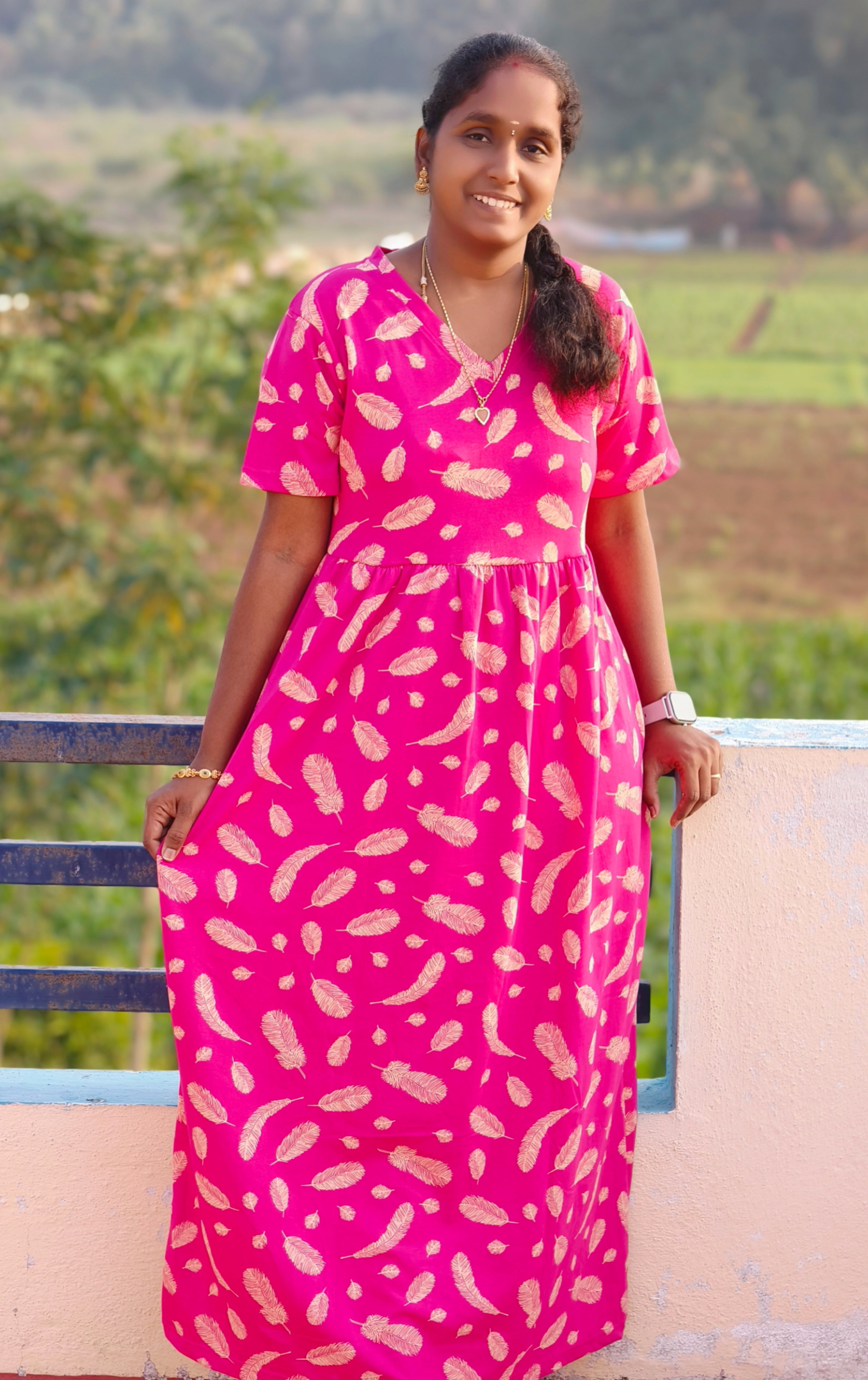 Pink 🩷 v neck Non feeding maxi