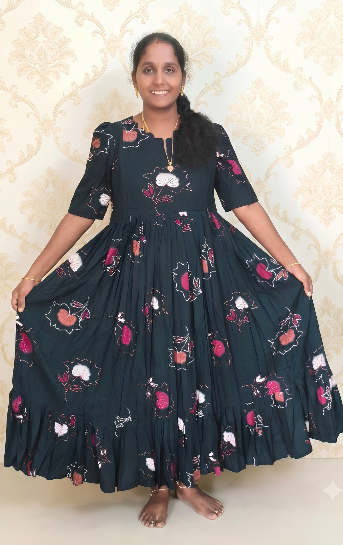 Dark green Rayon feeding maxi