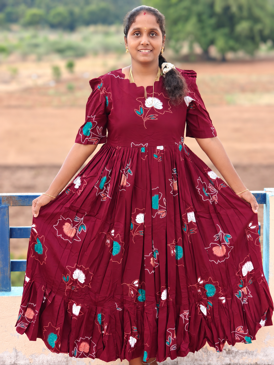 Maroon printed