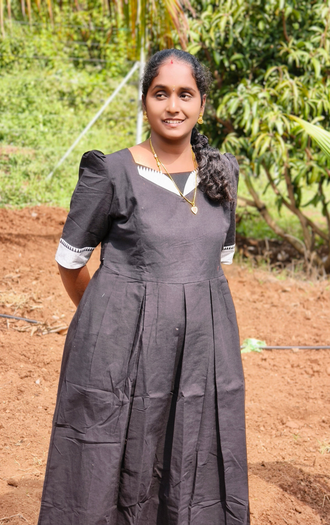 Black  Cotton Full long kurti gown Non feeding