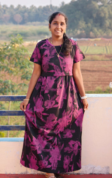 Tie and dye normal' Sleeve Zipless feeding maxi