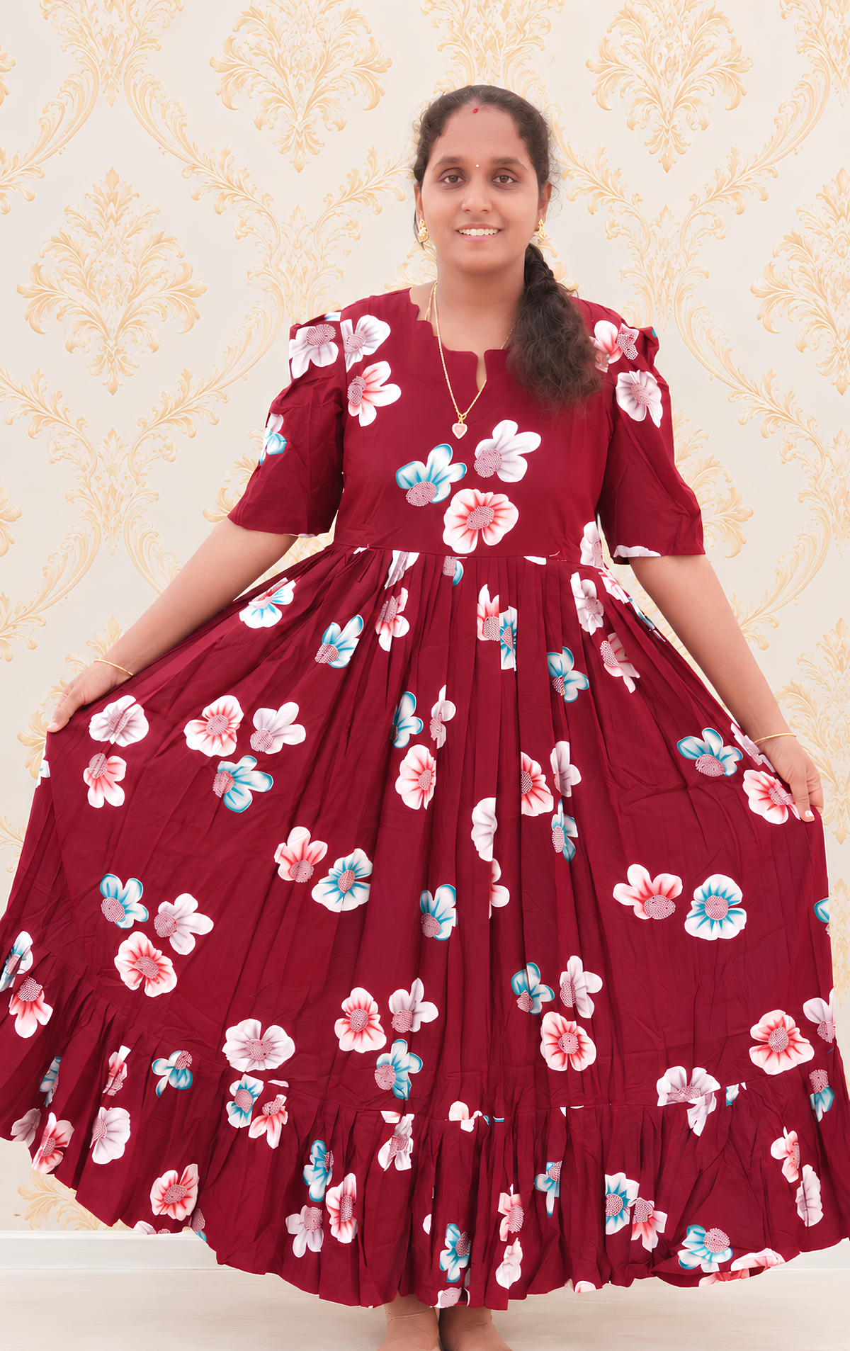 Maroon flower print