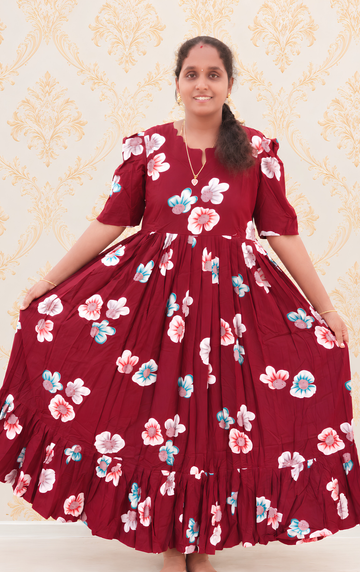 Maroon flower print
