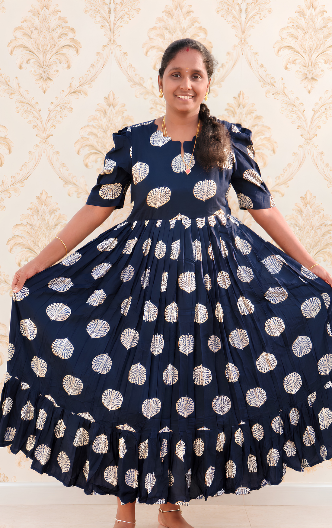 Dark Navy circle print