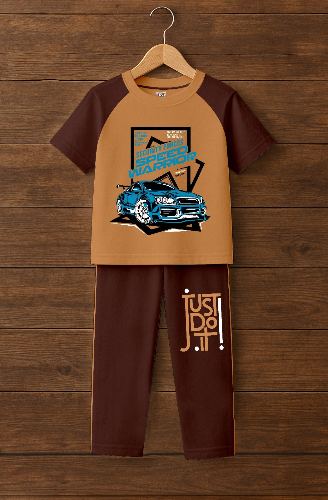 Chocolate brown print Full Pant set