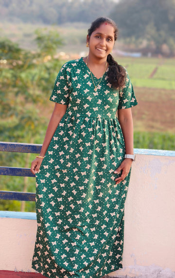 Dark green v neck Non feeding maxi