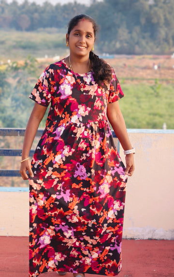 Multi colour round neckNon feeding maxi