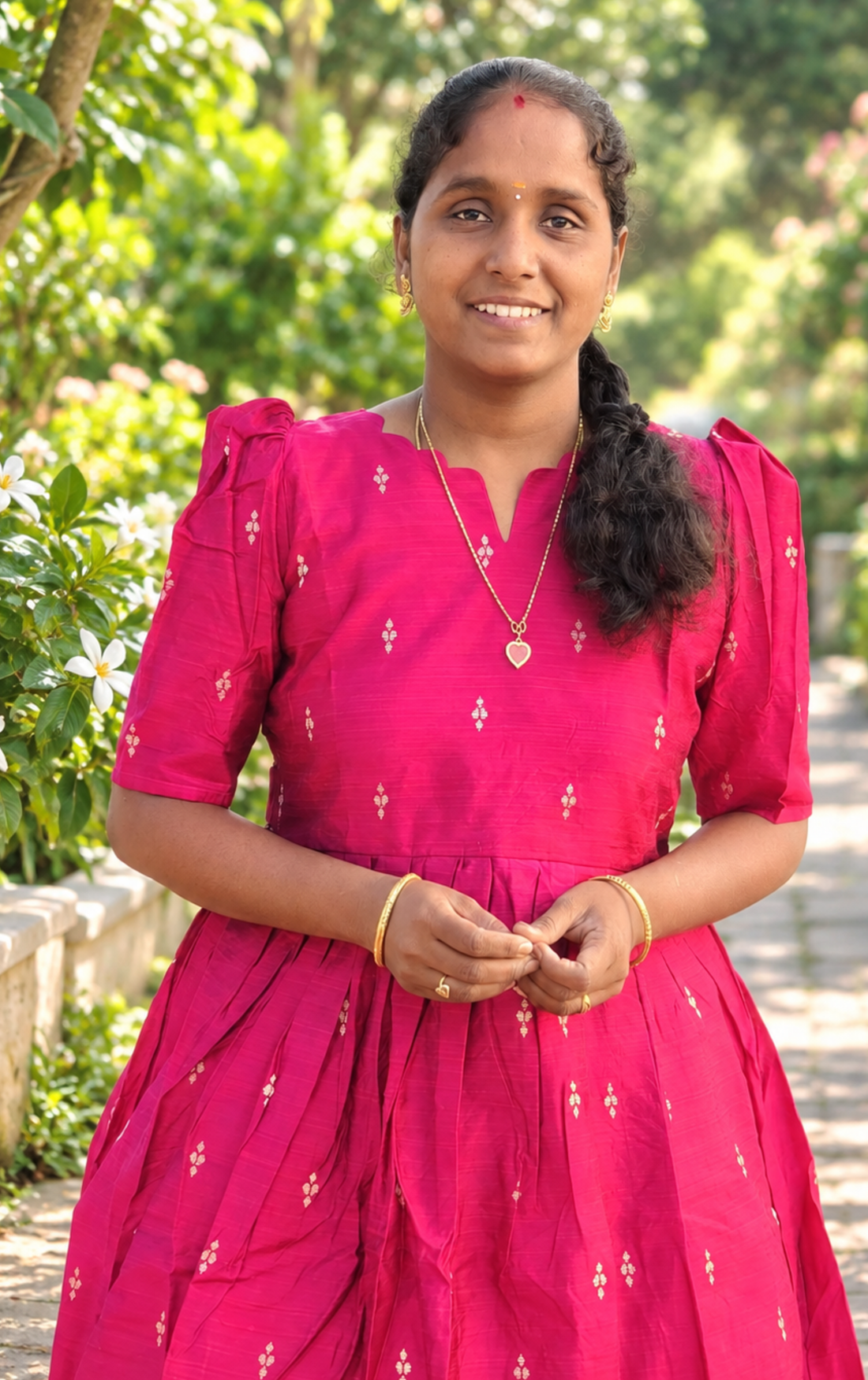 Rani pink Raw silk maxi